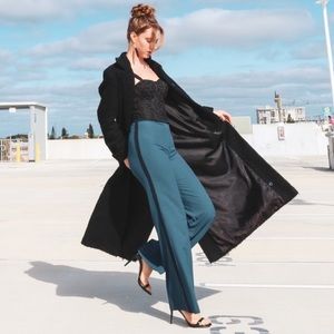 Donnybrook Vintage Black Wool Button Down Trench Coat